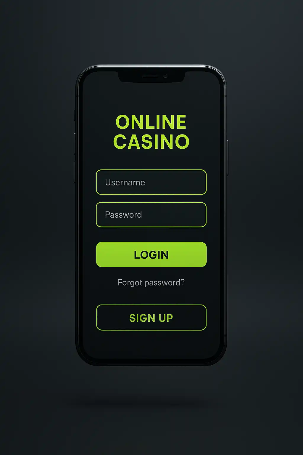 Přihlašovací obrazovka mobilní aplikace Glorion Casino
